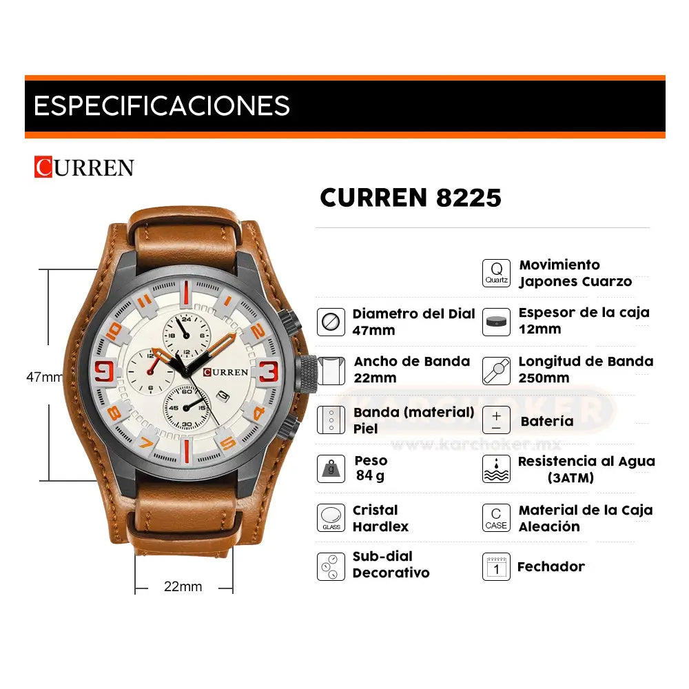 Reloj Curren 8225 Cuero